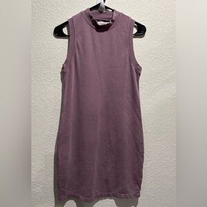 CALVIN KLIEN MAUVE SLEEVELESS MOCH NECK DRESS - SIZE SMALL